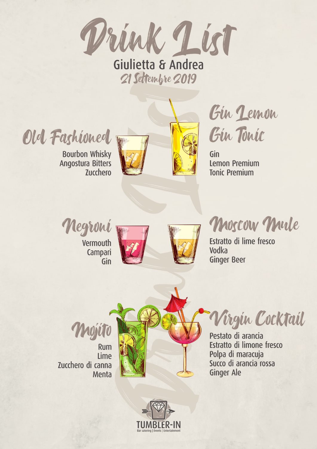 Traditional drink list
